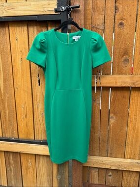 Calvin Klein Emerald Green Short Sleeve Sheath Dress
